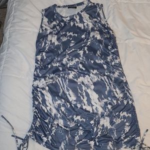 Blue & white tie dye adjustable length dress